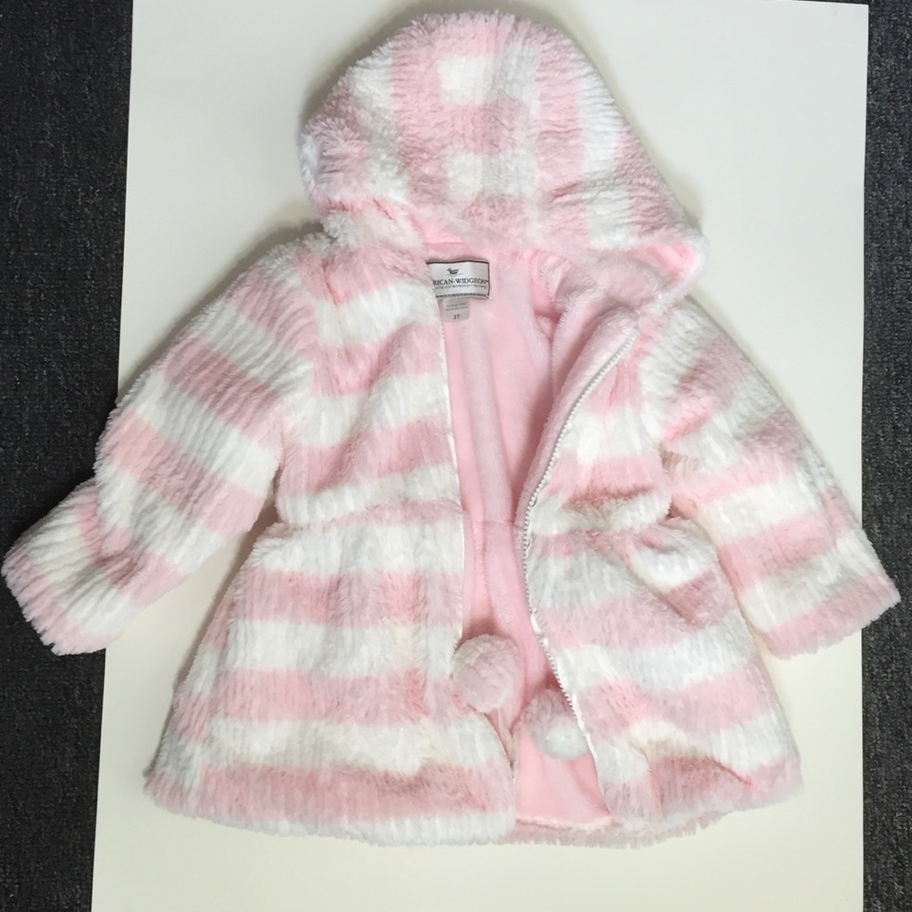 3T Pink Hooded Faux Swing Coat